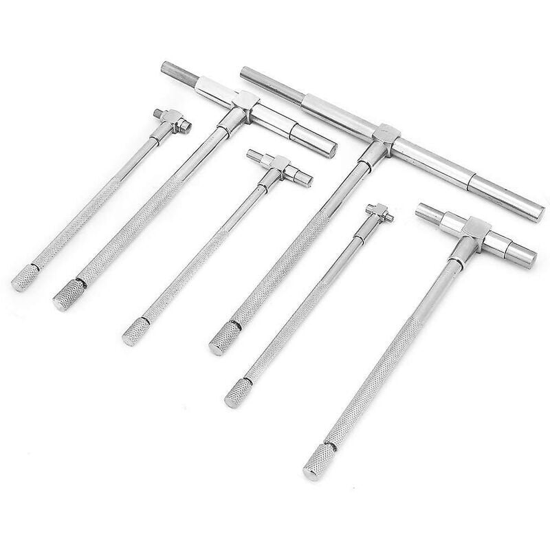 Forehill - 6pcs / set Jeu de jauges télescopiques 8-150mm Jauge de diamètre intérieur réglable Nickel T-bore Hole Jauge Plaqué Tête Carrée Jauge