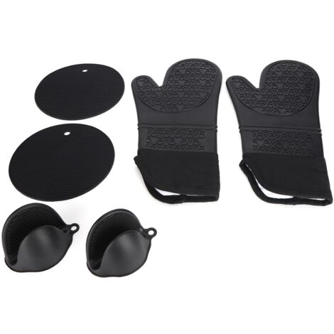6Pcs/Set Oven Mitts Hand Clip Pot Holder Silicone Heat Insulation Gloves Insulation Mat