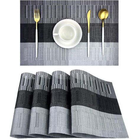 6pcs Sets De Table Pvc Antidrapants (gris Argent), Sets De Table Lavables (45x30cm) Sets De Table Pour Cuisine, Salon, Jardin Ou Salle  Manger