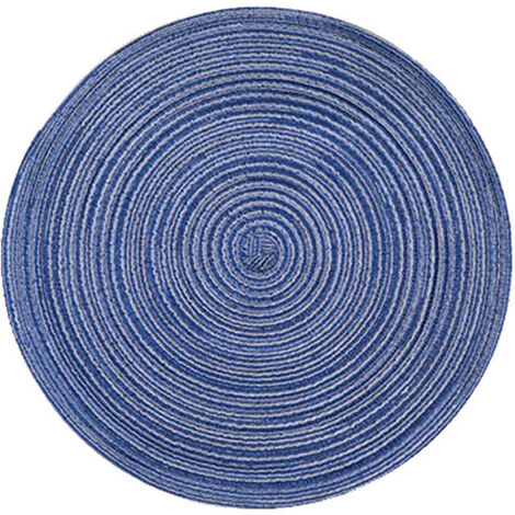 6pcs Sets de Table Ronds en Coton Lavables Résistant à la Chaleur Sets de Table Antidérapants Noël Rond Bleu Sets de Table Décor pour la Fête de Mariage, 38x38 cm