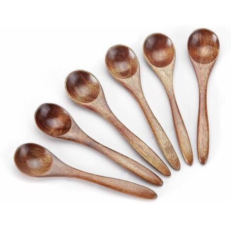 6pcs Small Wooden Spoons, Small Wooden Teaspoons Serving Wooden Utensils for Cooking Small Condiment Spoons uXldHS2k297