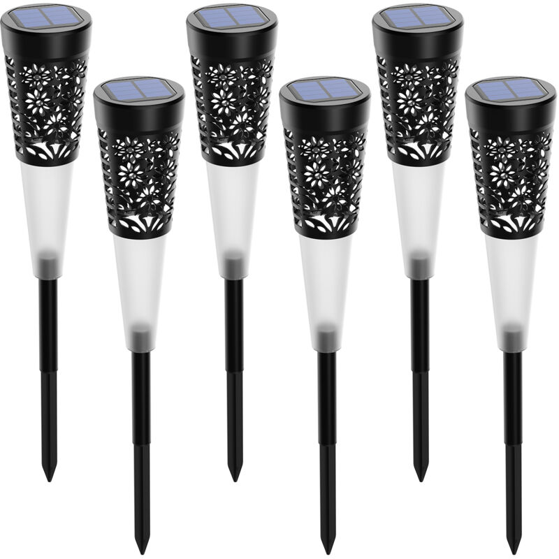 Lifcausal - Lot de 6 lampes solaires d'extérieur pour pelouse, design creux, contrôle de la lumière sensible, résistance à l'eau IP55, cellule