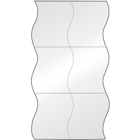 Specchio da parete adesivo da 6 pezzi Specchio da parete adesivo argento, forma d'onda