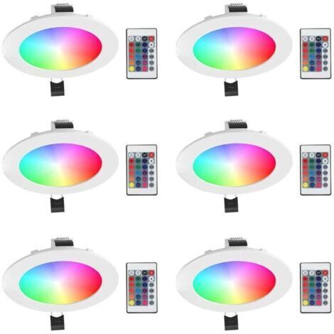 6pcs Spots LED Encastrables Ampoule RVB Changement de Couleur Lampe Blanc Froid 5700K Plafond Jour Plafonnier Encastré avec Télécommande