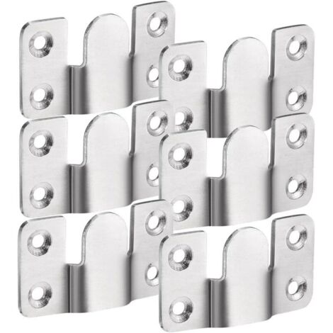 6Pcs Support Montage Dissimulé de Meubles Embarqué Interverrouillage Pendaison, Boucle Quincaillerie Murale en Acier Inoxydable pour Accrocher Miroir Cadre Dosseret Meubles