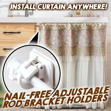 6pcs Supports de tige réglables sans clous, supports muraux auto-adhésifs pour tringle à rideau, pour salle de bain à domicile