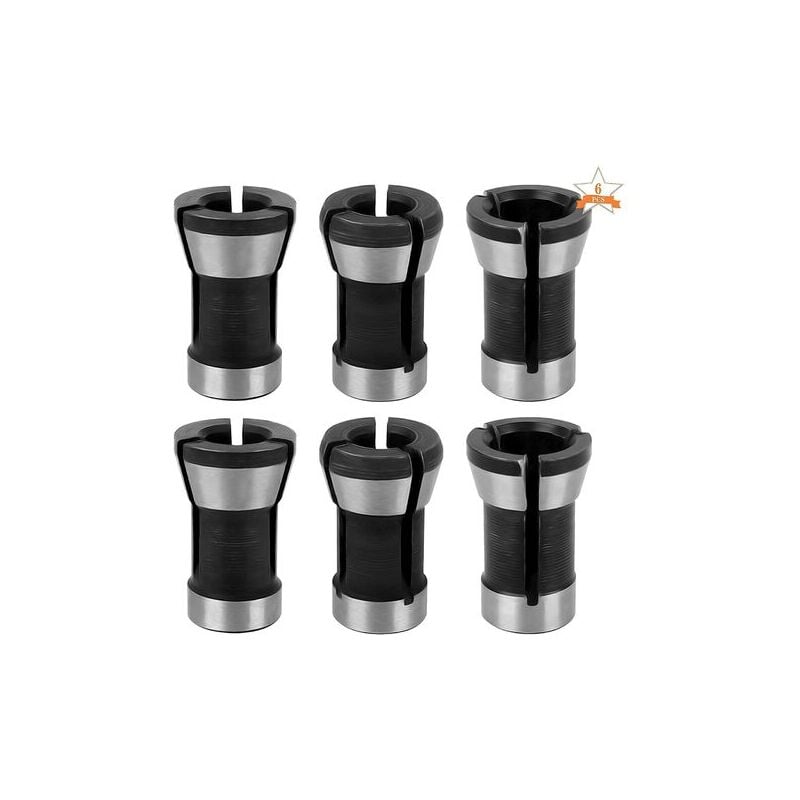 6Pcs Mandrin de Fraiseuse, 6 mm 6.35 mm 8 mm Collet Mandrin Affleureuse, Mandrin de Fraise à Bois, Pince de Serrage Defonceuse, Adaptateurs de Pince