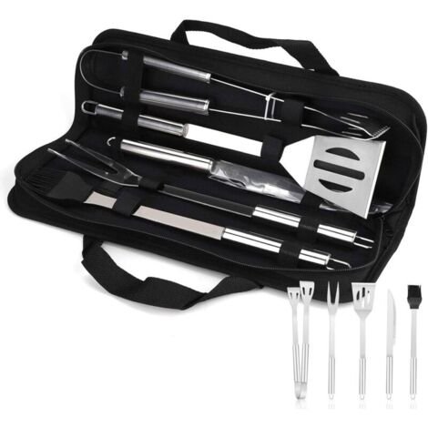 6Pcs Ustensile de barbecue ,Kit Barbecue Outil de Barbecue en Acier Inoxydable, Accessoire Barbecue, Ustensiles pour Barbecue, Accessoires Barbecue pour Jardin, Extérieur