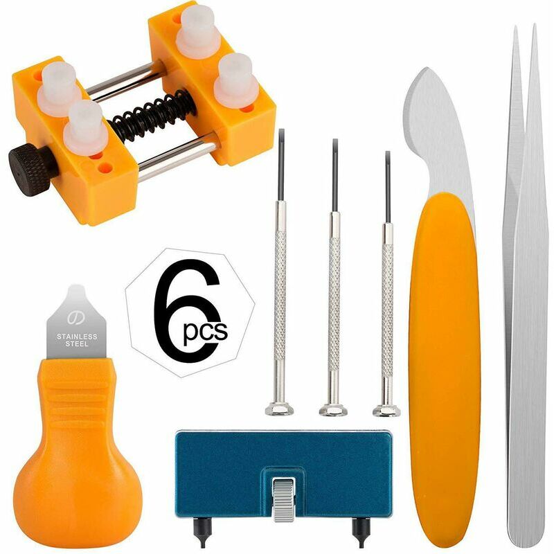 6pcs Watch Battery Change Kit, Watch Case Opener Used to Open the Watch Cover by Twisting, Watch Disassembly Kit, Watch Case Holder, Tweezers
