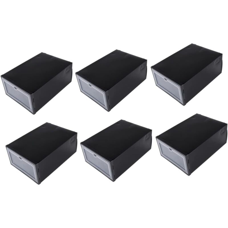 6pièces Boîte De Rangement Pour Chaussures Transparente Empilable Bac De Rangement Pour Maison Noir