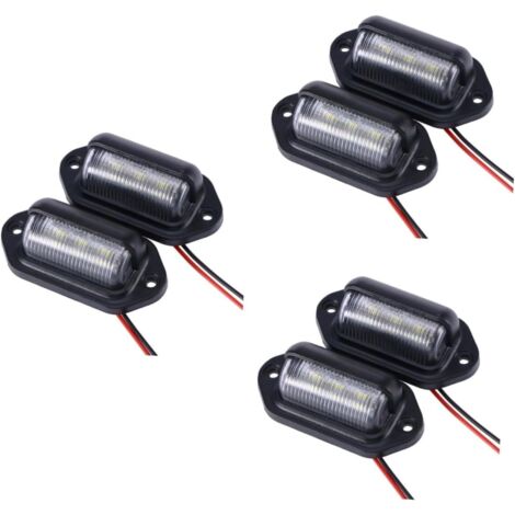 6pièces Feux De Plaque Immatriculation Led Éclairage De Marqueur Latéral Et Lampe De Pour Voitures Camions Et Remorques Noir