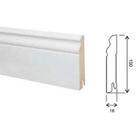 6PZ BATTISCOPA BAROCCO IN MDF BIANCO - mm.18x100x2400