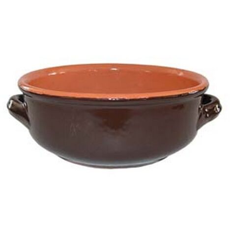 6PZ ciotola con manici in terracotta brunella - cm.12