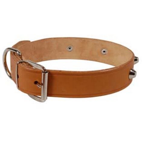 6PZ COLLARE CANI CUOIO EXTRA NATURALE FINTA CUCITURA BORCHIE cm65x4 cuoio