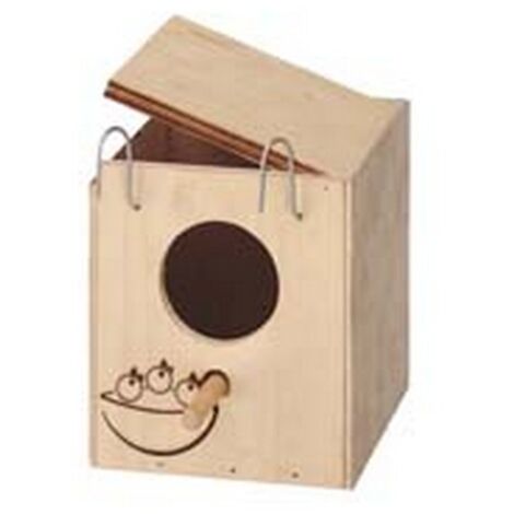 6PZ NIDO IN LEGNO PER GABBIA UCCELLI  - cm.11,5x12,5x12h. - foro entrata ø cm.4