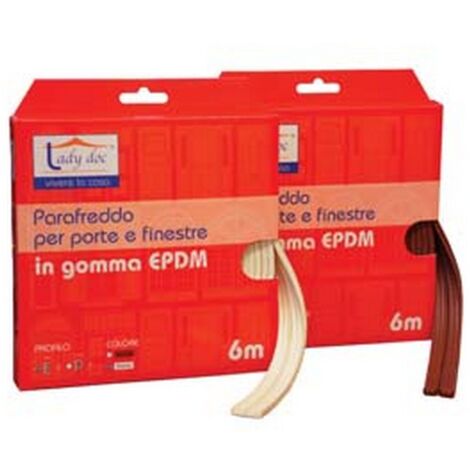 6PZ PARAFREDDO IN GOMMA PROFILO "E" - mm.9h. rotolo da mt.6 colore marrone
