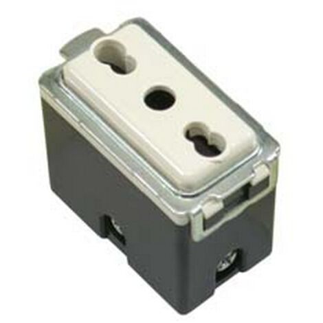 6PZ PRESA SICUREZZA BIVALENTE "VENUS" poli+terra 10/16A alveoli mm4/5 7079.N