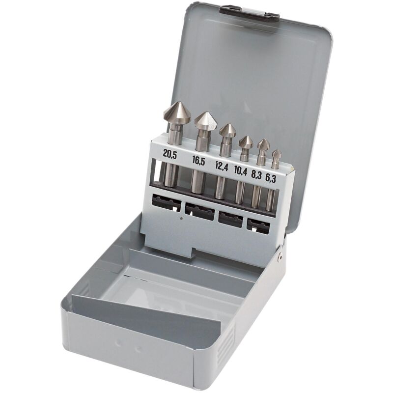 6pz- Set di frese 90° a sbavare ed incassare in hss Co5