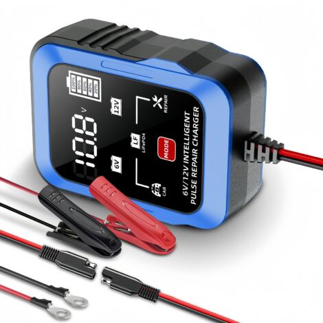 6V 12V BleuCâble adaptateur A/SE pour chargeur 6V/12V pour motos, tondeuses à gazon et batteries de voiture  compatible avec les batteries lithium-fer-plomb pour la charge des motos.