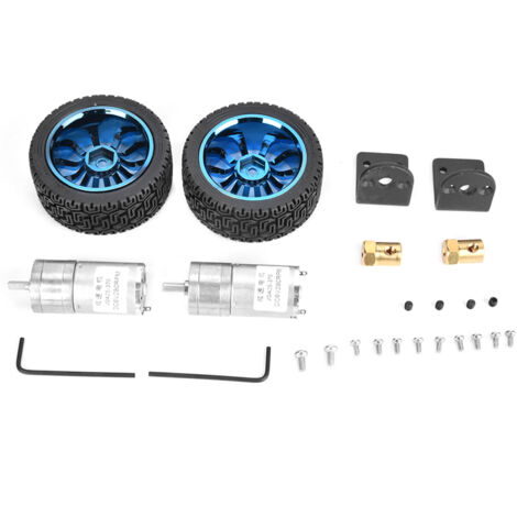 6V 280U/min Gleichstrom-Getriebemotor, 4mm Welle, mit Halterung und 65mm Rädern