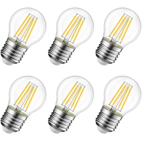 6W Ampoule LED Filament E27 G45, Equivalent à Ampoule Incandescence 60W, 806Lm 2700K Blanc Chaud, Ampoule Edison Vintage, Non Dimmable, Lot de 6 [Classe énergétique D]