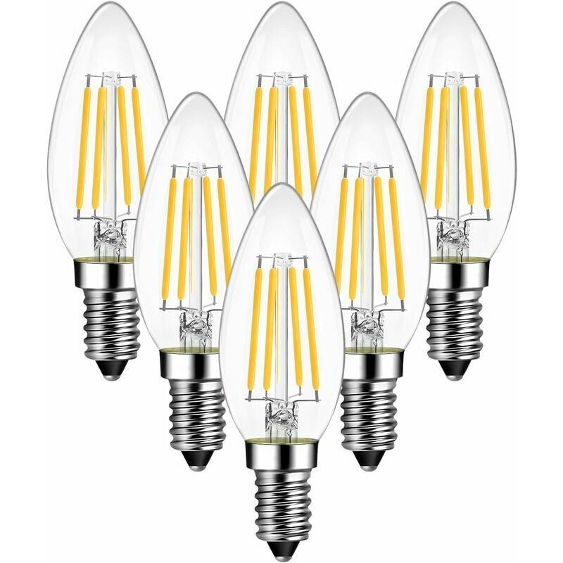 Image of 6W E14 led Candle Filament Bulbs 60W Equivalent, Small Edison Screw Candle Bulb,806lm, C35 Led E14 Screw ses Candle led Bulb,Warm White