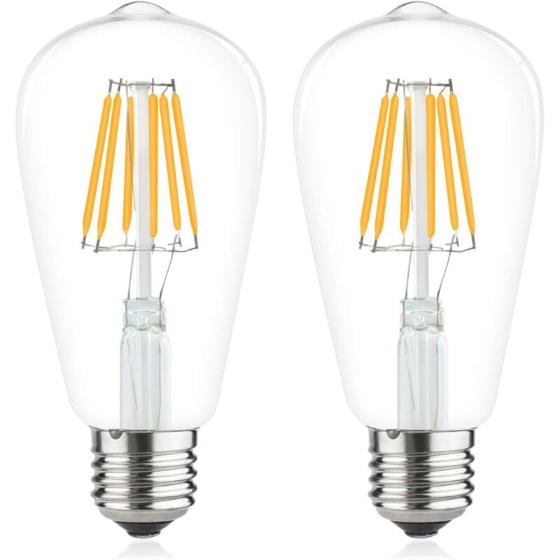 6W E27 ST64 filament ampoule led Edison 220V led vintage Classic Blanc Chaud 2700K 60W ampoule halogène équivalence 600lm pour camping-car, yacht,