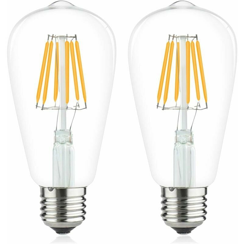 Hoopzi - 6W E27 ST64 Filament Edison Led Bulb 220V Led Vintage Classic Warm White 2700K 60W Halogen Bulb 600lm Equivalent for Motorhome, Yacht,