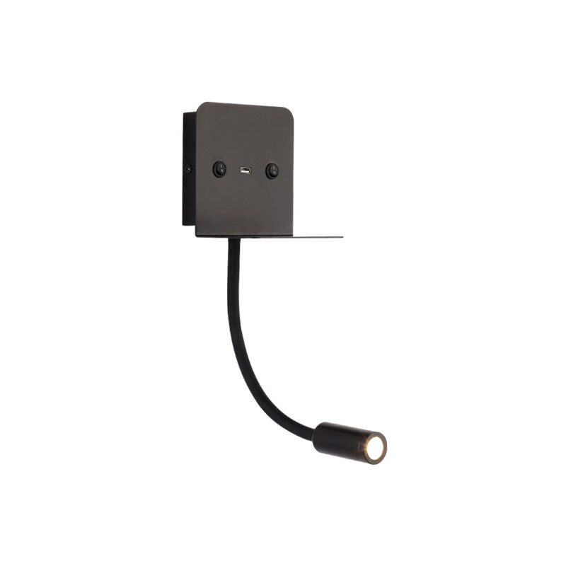 6W led Applique Lampe de lecture,Tube souple Liseuse avec interrupteur et interface usb Lampe de Mur, Lumière blanche chaude veilleuse Lampe de