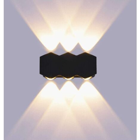6W LED Applique Murale Intérieur Moderne Lampe Murale Intérieur Up Down Spot IP66 Éclairage Mural en Aluminium pour Chambre à Coucher Bureau Lit Couloir Salon Hôtel Noir Blanc Chaud 3000k