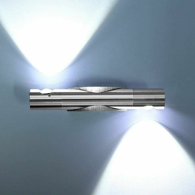 6W led wall light indoor Up and Down wall light made of aluminum Entrance lamp Wall light silver, cool white [energy class a++]
