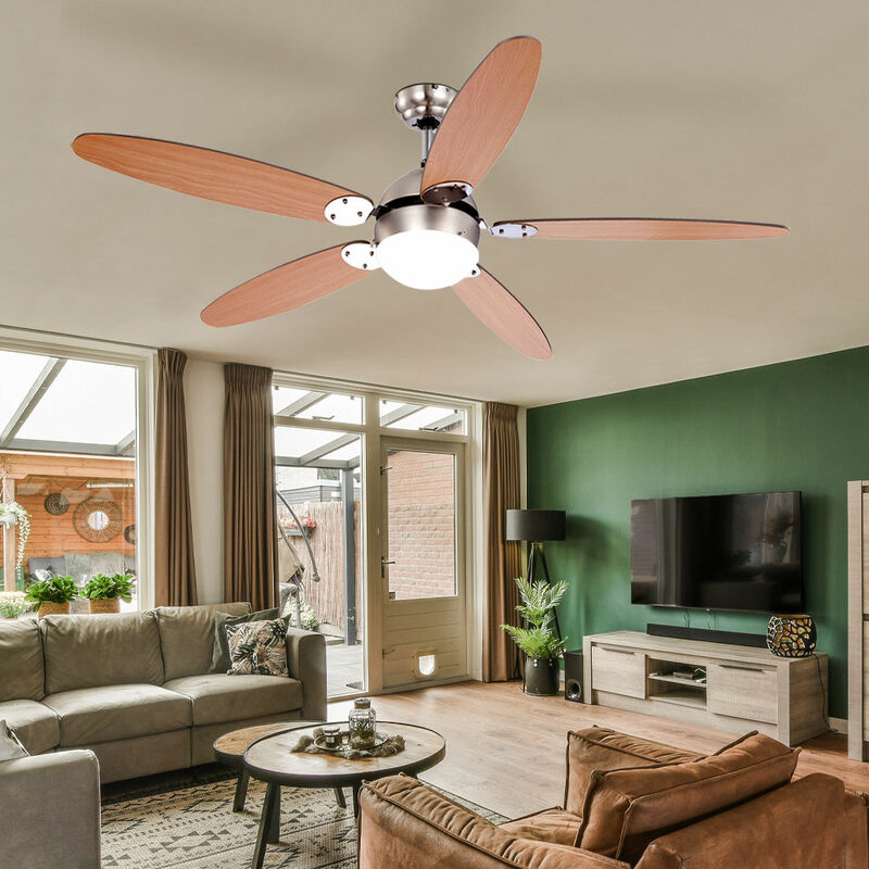 Ventilateur de plafond led Lampe de plafond Aller Retour 3 niveaux Interrupteur à tirette Lampe de salon, montage sur plafond incliné, 1x 4,9W 400Lm