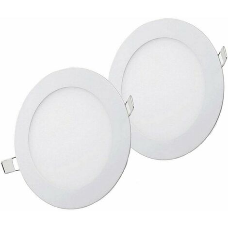 6WW LED 6W Round Recessed Ceiling Panel Light Ultra-Slim Downlight Flat Panel Lamp Warm White 3000K, 2 Units Pack [Energy Class A+]