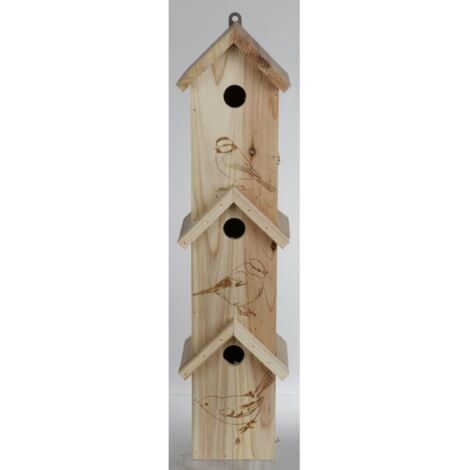 6x 3er Vogelhochhaus 15x60x13cm aus Holz Garten Nistkasten Brut Vögel