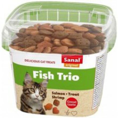 6x 75g SANAL Cat Fish Trio Katzen Leckerlis Katzenfutter Katze Fisch Snack 450g
