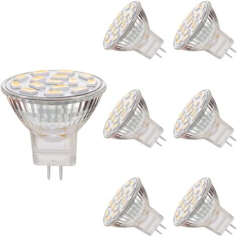 6x Ampoule LED MR11 GU4 3W, Non dimmable, Ampoules LED Spot GU4, Équivalent halogène 25-35W, 260LM, Blanc Chaud 3000K, AC/DC 12V