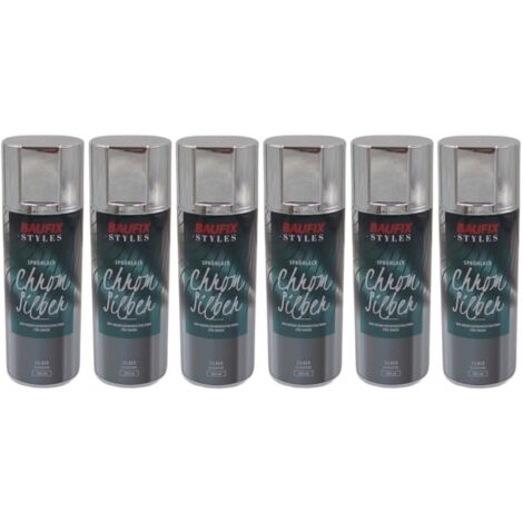 6x Baufix Chrom Silber Effektlack Lackspray 400ml Farbspray Sprühdose Spraydose