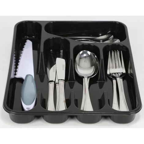 6x Besteckeinteiler BlackLine 33x25x4cm Kunststoff Schubladeneinsatz Fach Kasten