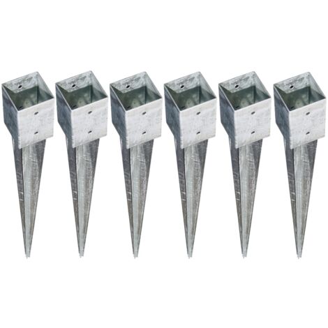 6x Bodenhülse Einschlagbodenhülse 7x7 cm Einschlaghülse Pfostenträger verzinkt