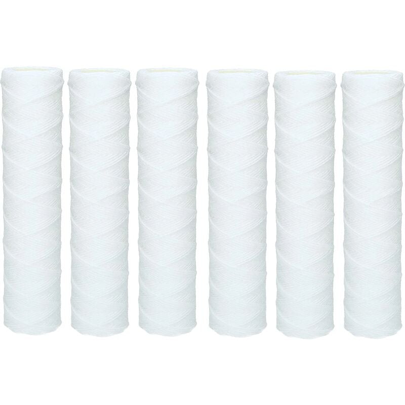 Memkey - 6x Cartouche Sédiment Bobinée pour l'osmose inverse, l'eau alimentée par le pôle et la filtration des particules - 50 microns