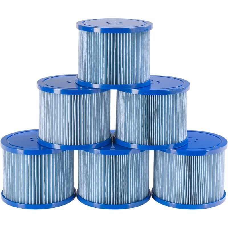 Filtre de Piscine 6X Cartouches de Filtre Spa Hot Tubs Filtre antimicrobien Bleu - Arebos