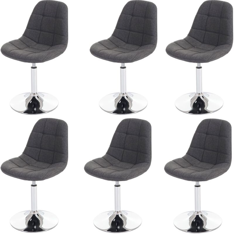 HHG - 6x chaise de salle à manger Cascina, fauteuil pitovante, chrome, tissu gris clair