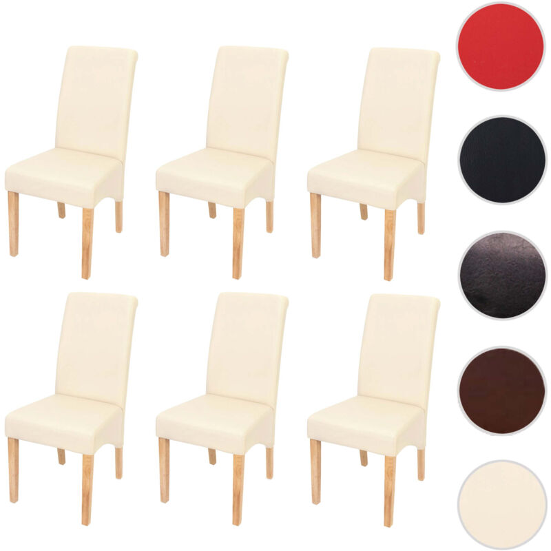 Mendler - 6x Chaise de salle à manger Chaise M37 similicuir mat, rouge, pieds clairs