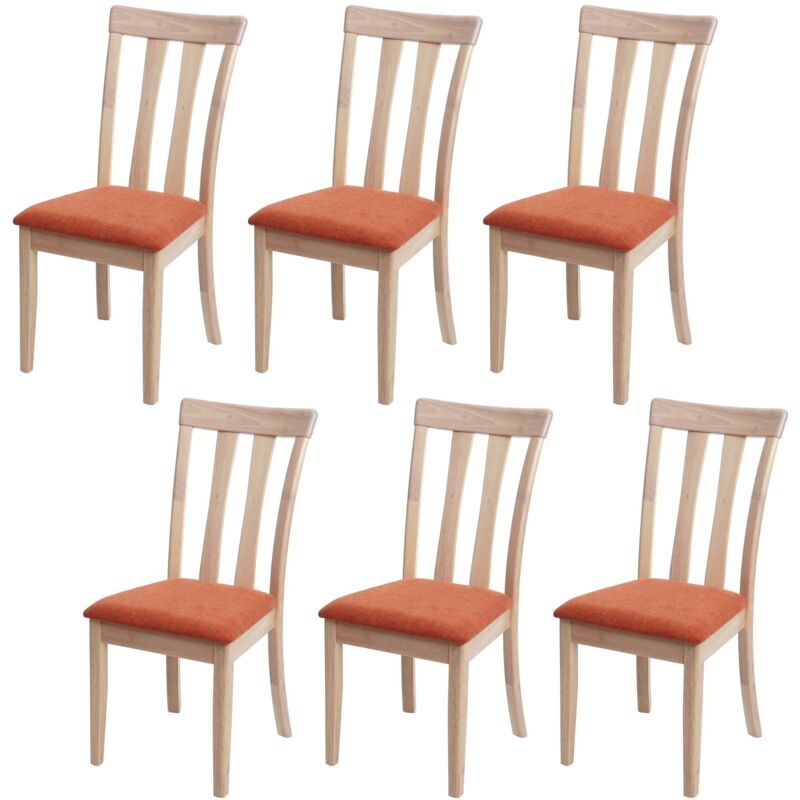 6x chaise de salle à manger HHG-525 tissu/textile bois massif, cadre naturel, orange 6x chaise de salle à manger HHG-525 tissu/textile bois massif, cadre naturel, orange