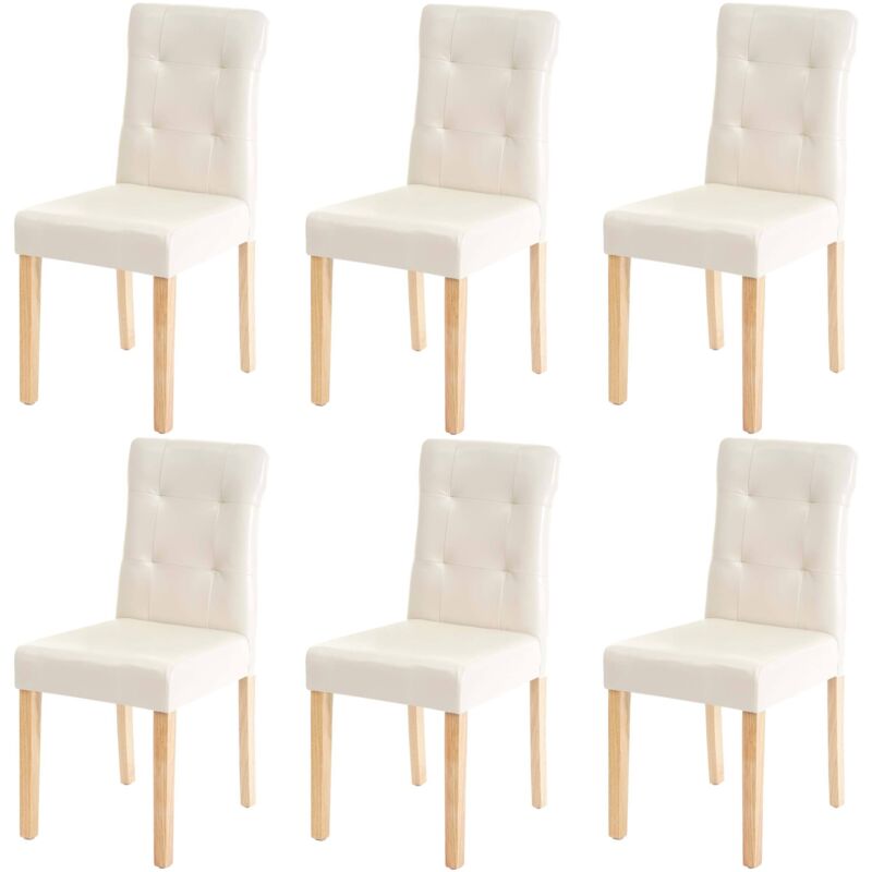HHG - jamais utilisé] 6x chaise de salle à manger 984, fauteuil, similicuir crème, pieds clairs