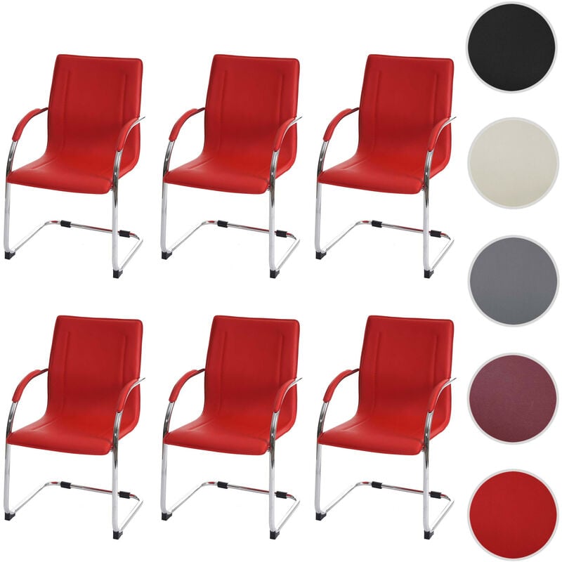 Mendler - Lot de 6 chaises de salle à manger Samara, chaise de cuisine à piétement luge, acier brun