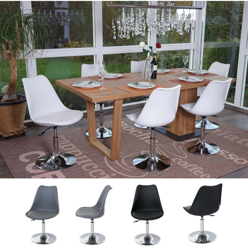 Mendler - 6x chaise pivotante Malmö T501, hauteur réglable, similicuir - noir