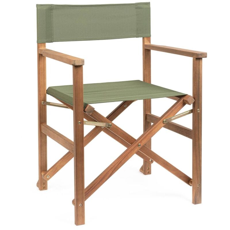 Sedia da Regista Noemi Verde Muschio in Legno di Acacia, Acciaio e Poliestere 52x59x83h cm