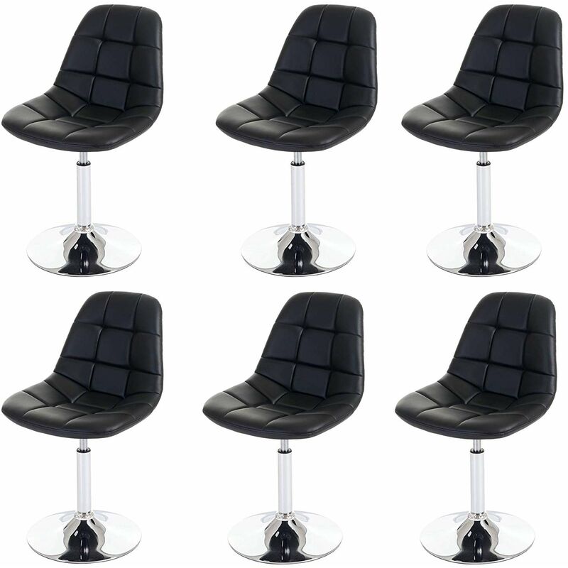 Décoshop26 - 6x chaises de salle à manger en synthétique noir pied chromé pivotant CDS04623