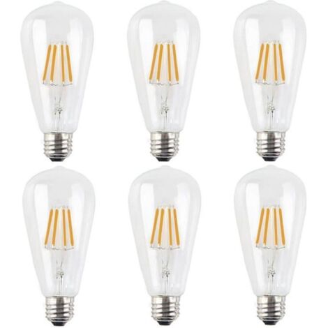 6x E27 Lampe  Filament Led 4w Ampoule Filament Dimmable Vintage Ampoule Edison Blanc Chaud 400lm Edison Lampe Ac220v